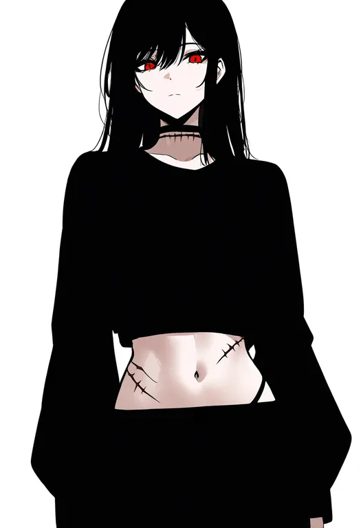 masterpiece, best quality, newest, absurdres, highres, safe, scar_on_stomach, 1girl, solo, simple_background — by k3scat, made with ComfyUI