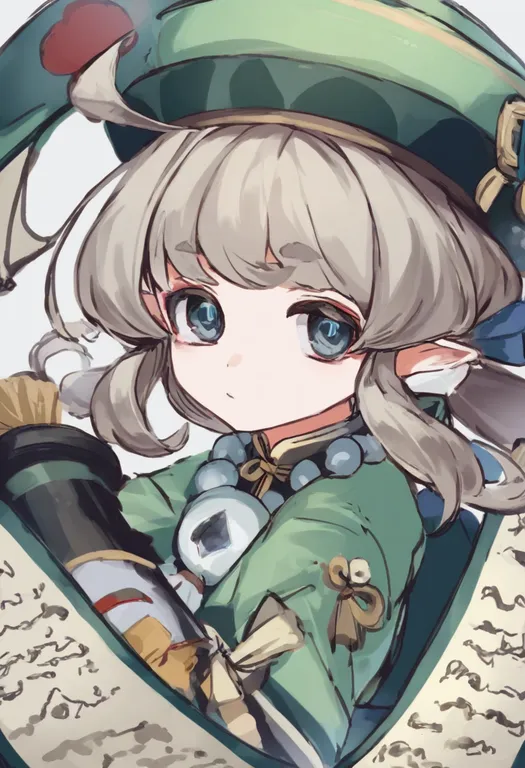 masterpiece, best quality, general, scroll, 1girl, solo, simple background — by k3scat, made with ComfyUI