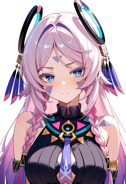 masterpiece, best quality, score_7, safe, citlali (genshin impact), genshin impact, solo, upper body, simple background — by k3scat, made with ComfyUI
